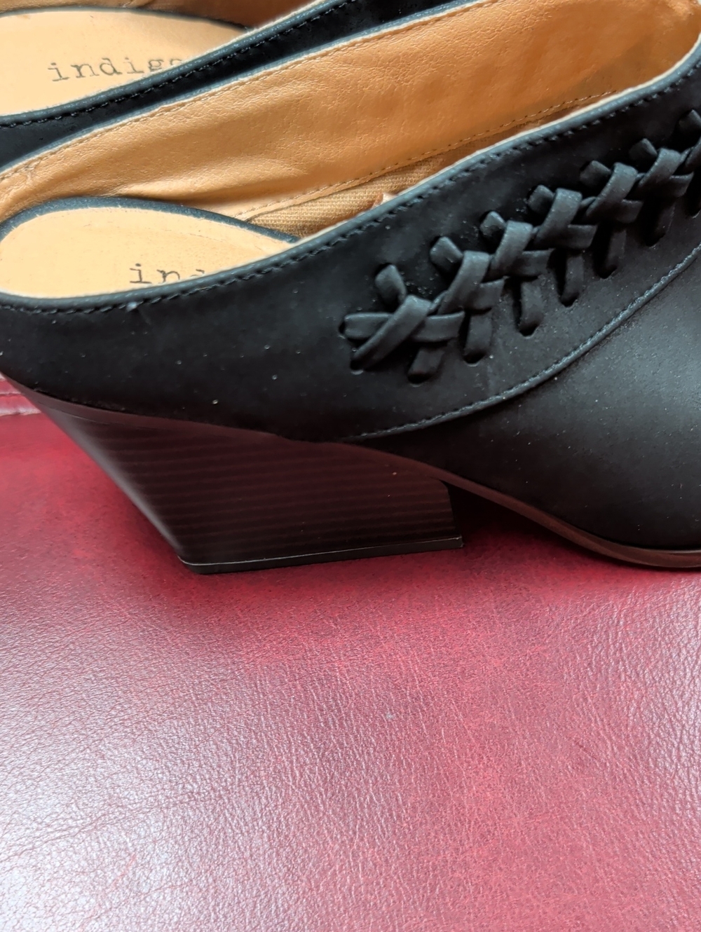 Indigo Black Braided Pointed-Toe Mule Size 7 - Picture 3 of 8